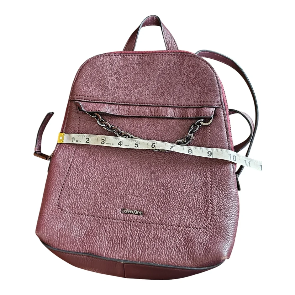 Calvin Klein Hera Lamb Leather Backpack Burgundy Chain